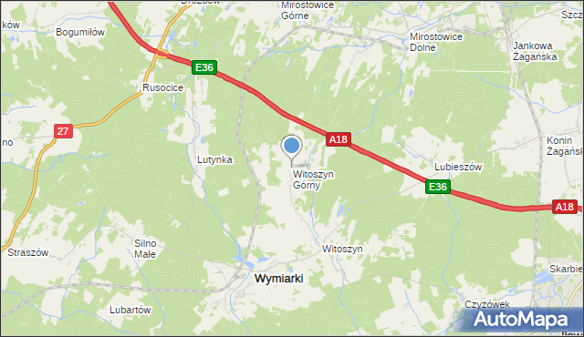 mapa Witoszyn Górny, Witoszyn Górny na mapie Targeo